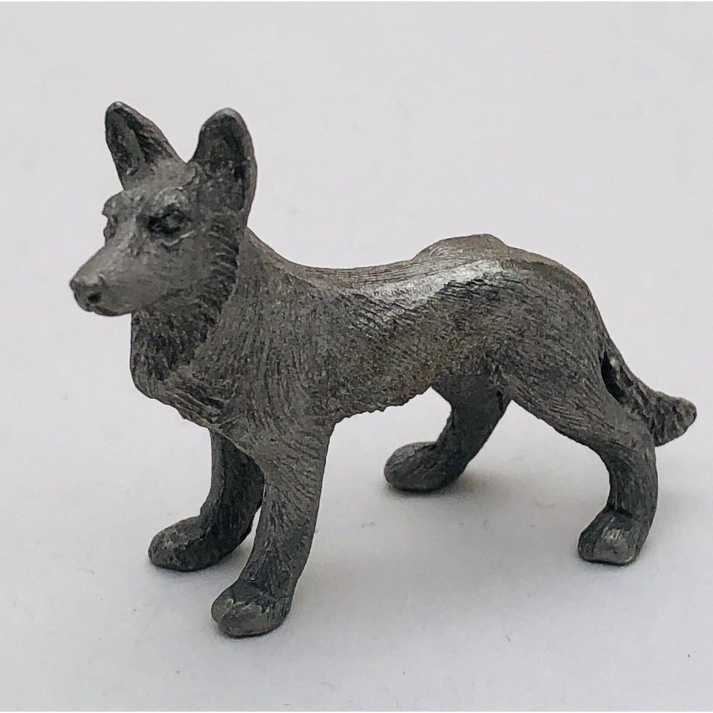 Vintage Pewter German Shepard Miniature Animal Figure